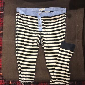 MADEWELL Striped Black and White Pajama Pants with Blue Waistband